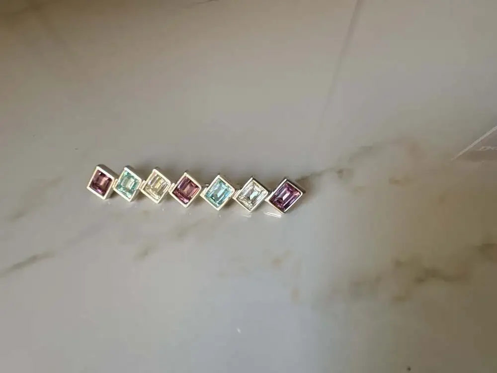 Swarovski Multi-Colored Baguette Stone Bar Pin Brooch